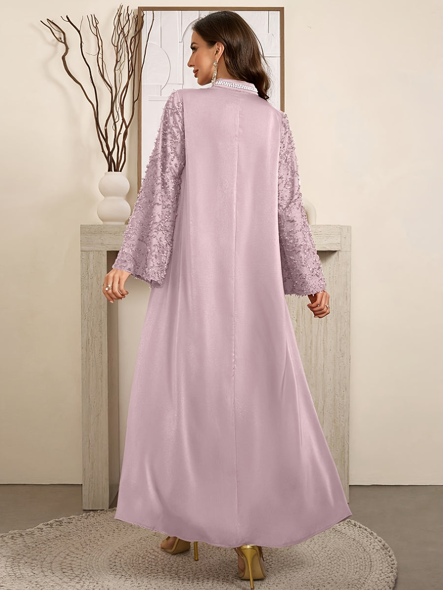 Middle Eastern Special Elegant Long Dress Temperament Robe - Light Purple