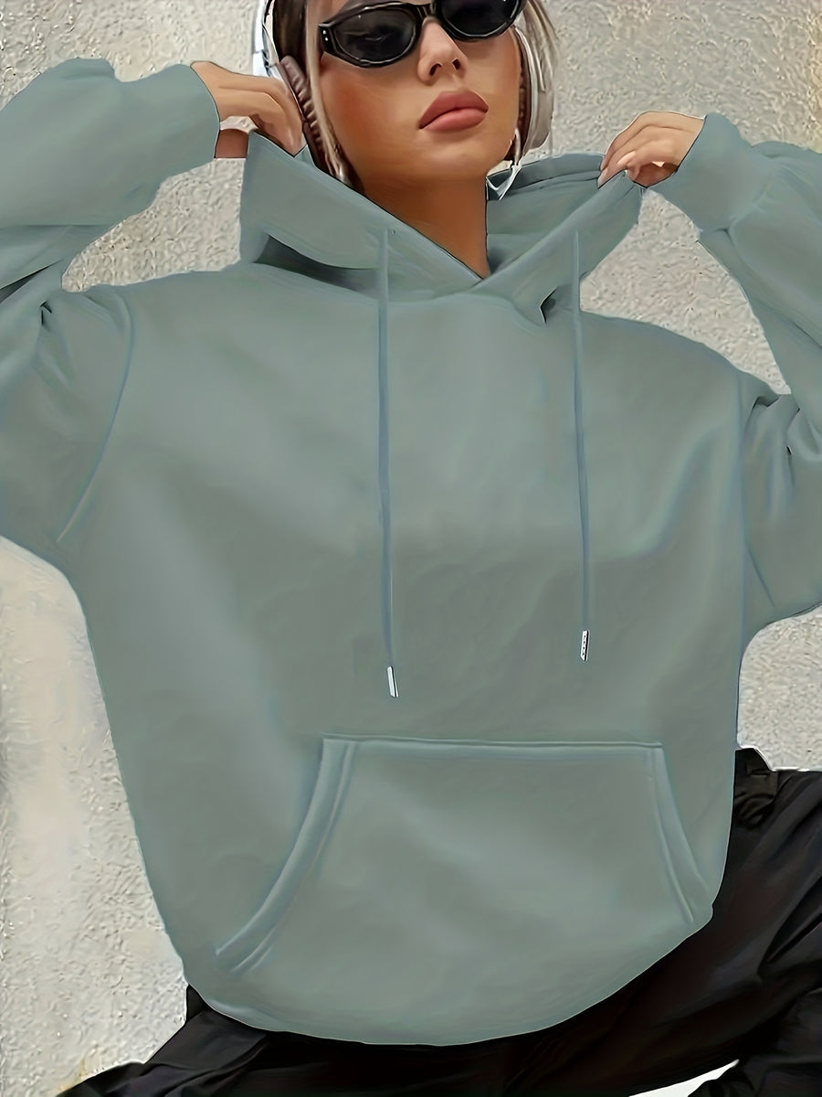 Los Angeles Letter Print Drawstring Hoodie, Casual Long Sleeve Pocket Sweatshirt, Women's Clothing - Light Green
