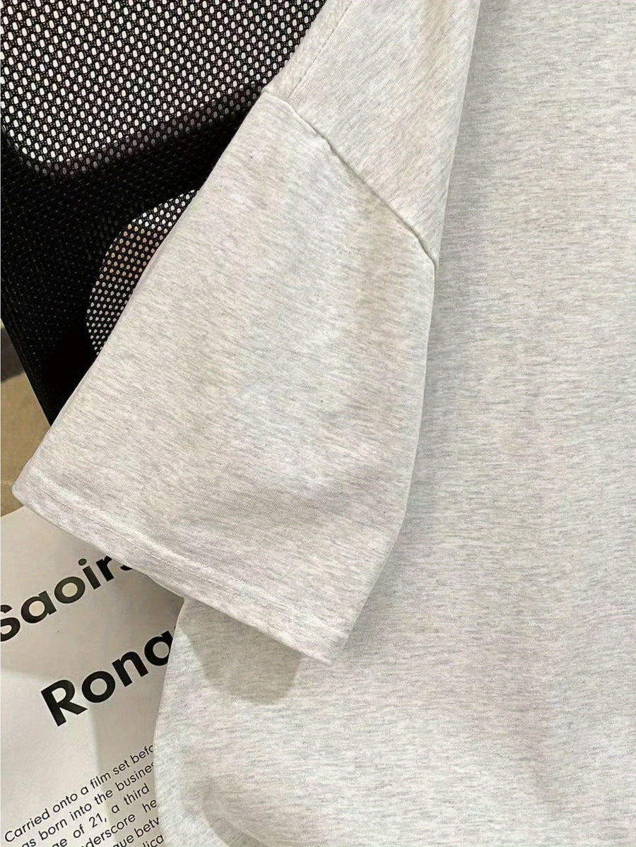Pure T-shirt for Women Short-sleeved Niche Design and Design Print 2025 Summer New Loose Half-sleeved Slim Top for Women - Light Grey