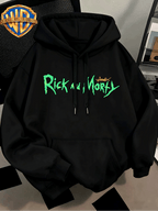 Fashion Hip Hop Print Fashion Brand Casual Versatile Sports Drawstring Pocket Hooded Men'S Sweater, Men'S Autumn And Winter Cute Casual Style, Sports Style Fashion Loose Hoodie, Daily Casual Wear - Black