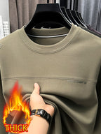 Men's Crew Neck Thickened Sweatshirt, Pullover Long Sleeve Sweatshirt, for Standalone Wear or Layering in Autumn/Winter, Ribbed Cuffs and Hem - SINBOS - Mocha