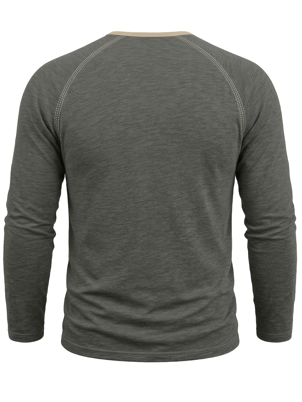 Autumn Winter Men'S Henley Shirt, Fashion Casual New Long Sleeve Men'S Top, Round Neck Button-Up Base Layer T-Shirt - Dark Gray