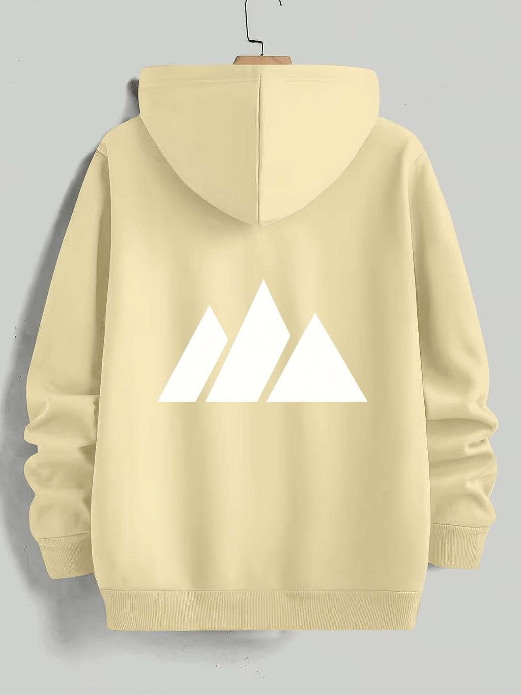 Men'S Hoodie Geometric Mountain Print Pullover Hooded Long Sleeve Oversized Fit Casual Streetwear Daily Comfortable Fall Winter Factory Direct Shipping - Apricot