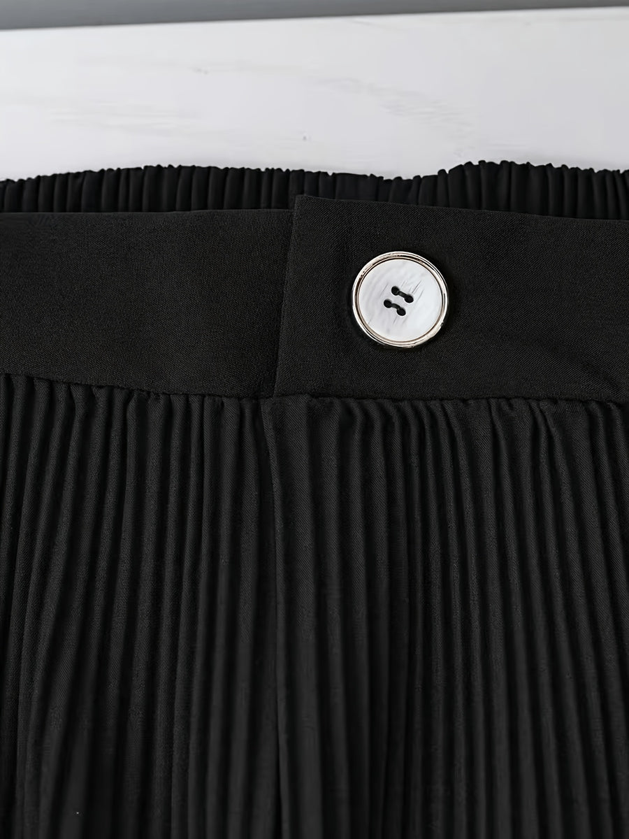 Women's Fashion Solid Color Loose Fit Casual Shorts - Black