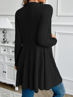 Plain Textured Loose Spring/Autumn Outerwear - Black