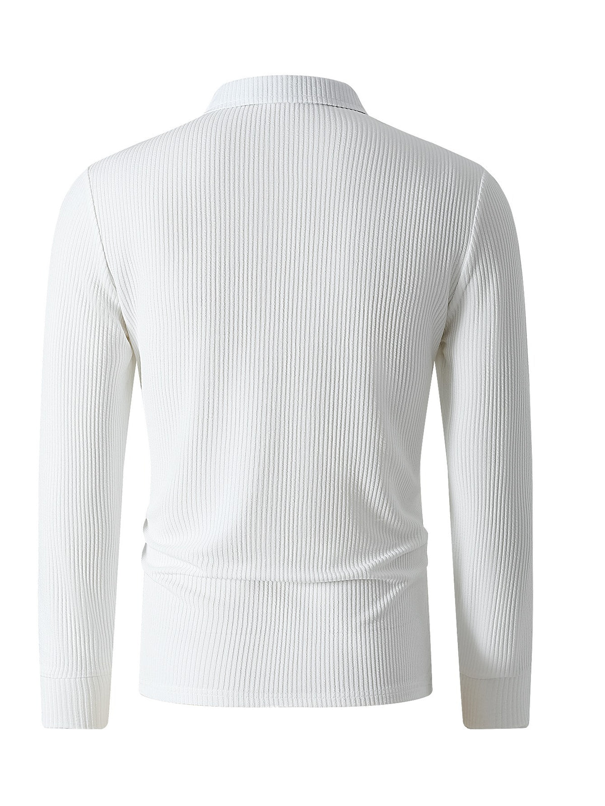 Men'S Print Autumn Striped Casual Sports Outdoor Comfortable Long-Sleeve Polo Shirt - White