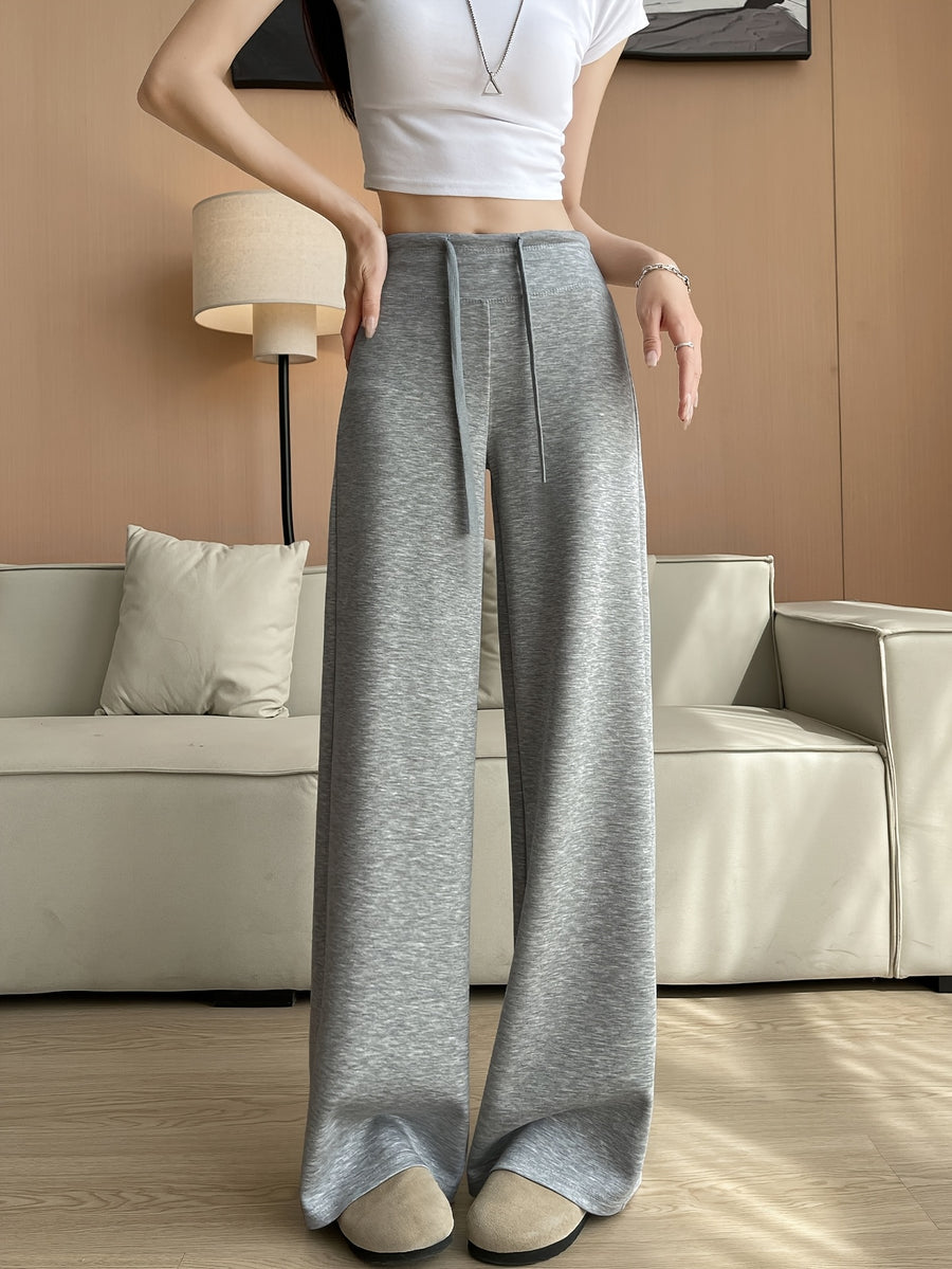 Women's Summer Lightweight 2025 New Straight-Leg Sweatpants, Loose Lazy Casual Wide Leg Pant for Petite - Grey