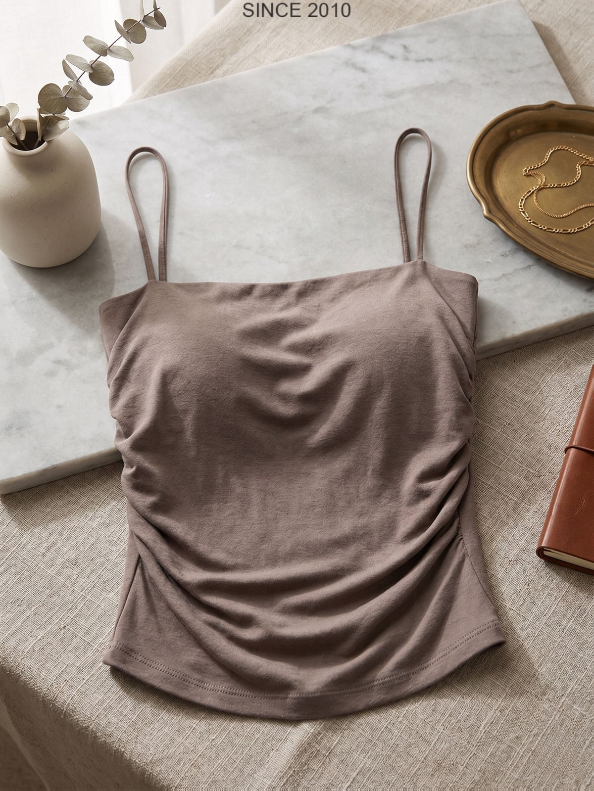 Backless Bra-Free Cami 3pcs Set, Fixed Bust Pad Non-Spillage, Waist Ruched Waist Shaping, Breathable Moisture-Wicking Inner Wear Outer Wear Women'S Clothing, Skin-Friendly Breathable Multi-Scene Versatile Women'S Clothing - Black Gray Khaki
