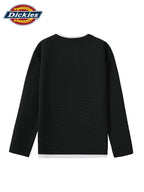 Dickies 2026 New Faux Two-Piece Structured Long Sleeve T-Shirt Waffle Fabric Men'S All-Season Trendy American Retro Cut Design Statement Tee Men'S Waffle Faux Two-Piece V-Neck Long T - Black