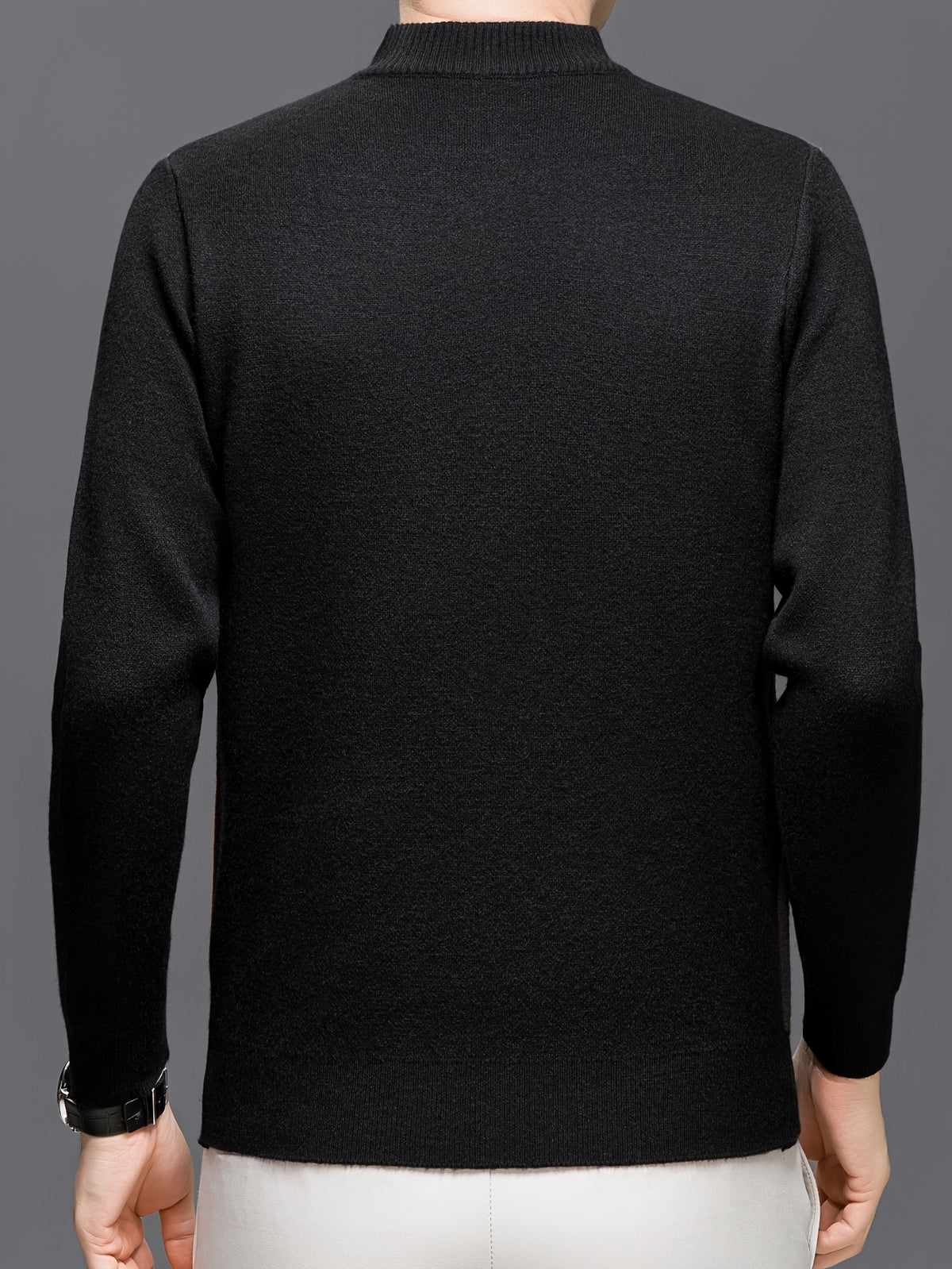Minimalist Urban Half-Zip Sweater for Daily Commute - Black