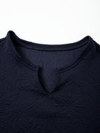 Random 3pcs Pc - Men'S V-Neck Casual Short Sleeve Shirt, Floral Jacquard Design, Comfortable Stretch Fabric, Random Color Shipped - Mixed colors