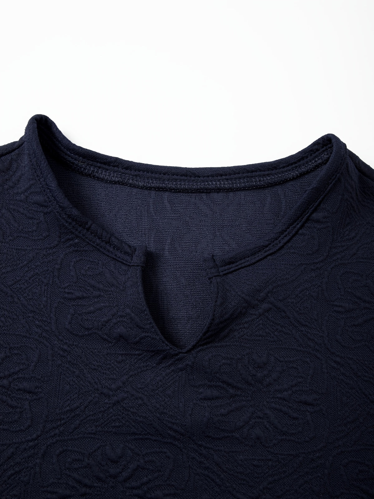 Random 3pcs Pc - Men'S V-Neck Casual Short Sleeve Shirt, Floral Jacquard Design, Comfortable Stretch Fabric, Random Color Shipped - Mixed colors