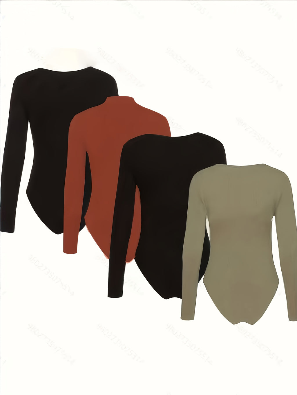 4pcs Button-Front Tight Bodysuit Set - Mixed colors