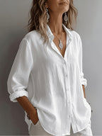 Ladies' Fashionable And Elegant Vacation Shirt, Casual, Versatile, Loose-Fitting Commuter Top, Wilderness Orienteering - White