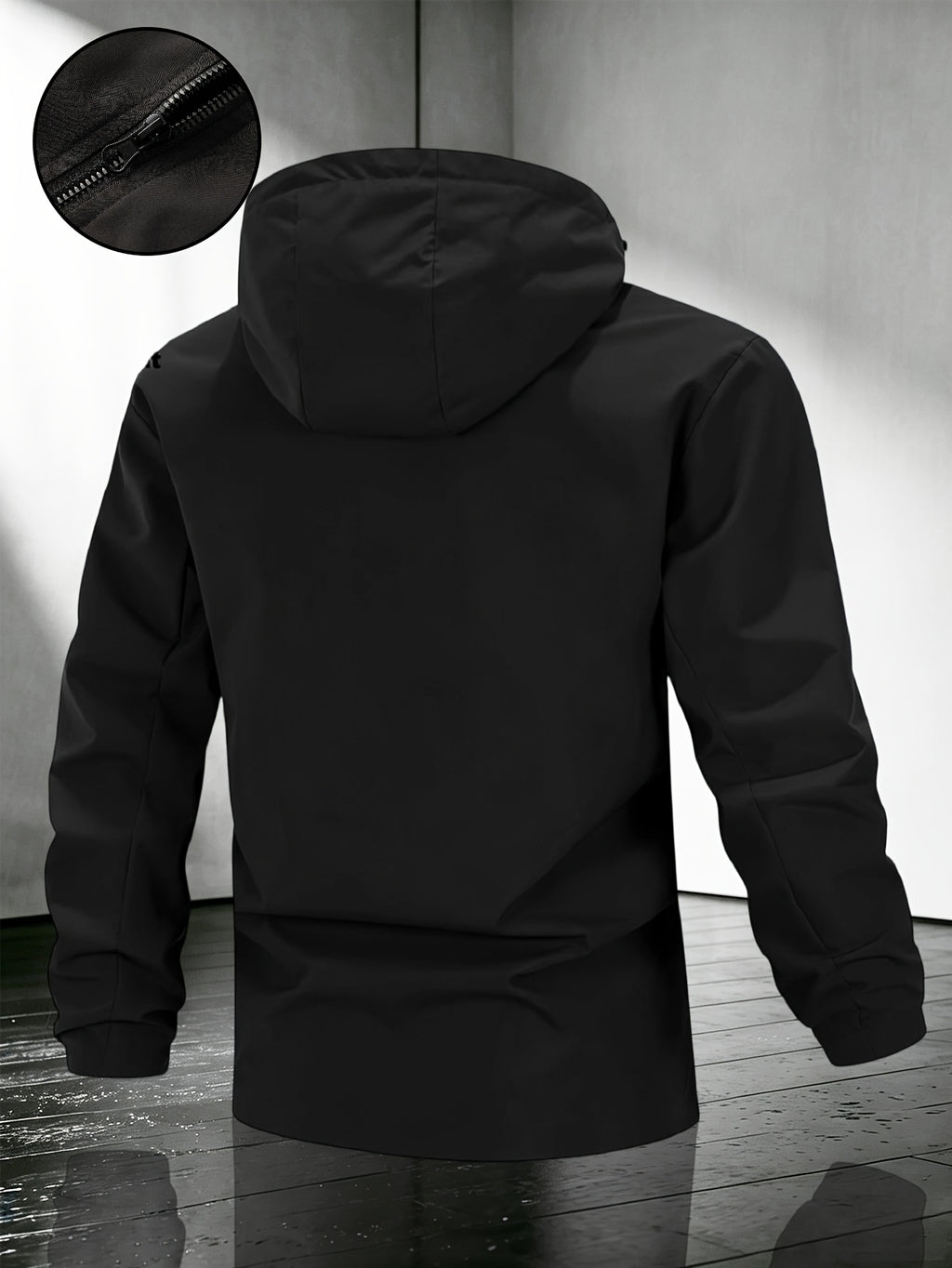 Men'S Solid Color Hooded Jacket | Solid Multi-Functional Style Lightweight Trench Coat, Suitable for Spring And Autumn, for Daily Commute And Street Style; Universal Fit, Regular Fit. -5639 - Black