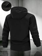 Men'S Solid Color Hooded Jacket | Solid Multi-Functional Style Lightweight Trench Coat, Suitable for Spring And Autumn, for Daily Commute And Street Style; Universal Fit, Regular Fit. -5639 - Black