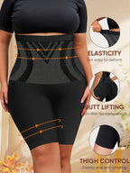 1-Pack Plus Size Panties, Enlarged Size, High-Waist Tummy Control, Shaping And Lifting, Seamless Panties, Women'S Underwear, Square-Cut Panties, Boxer Briefs - Black