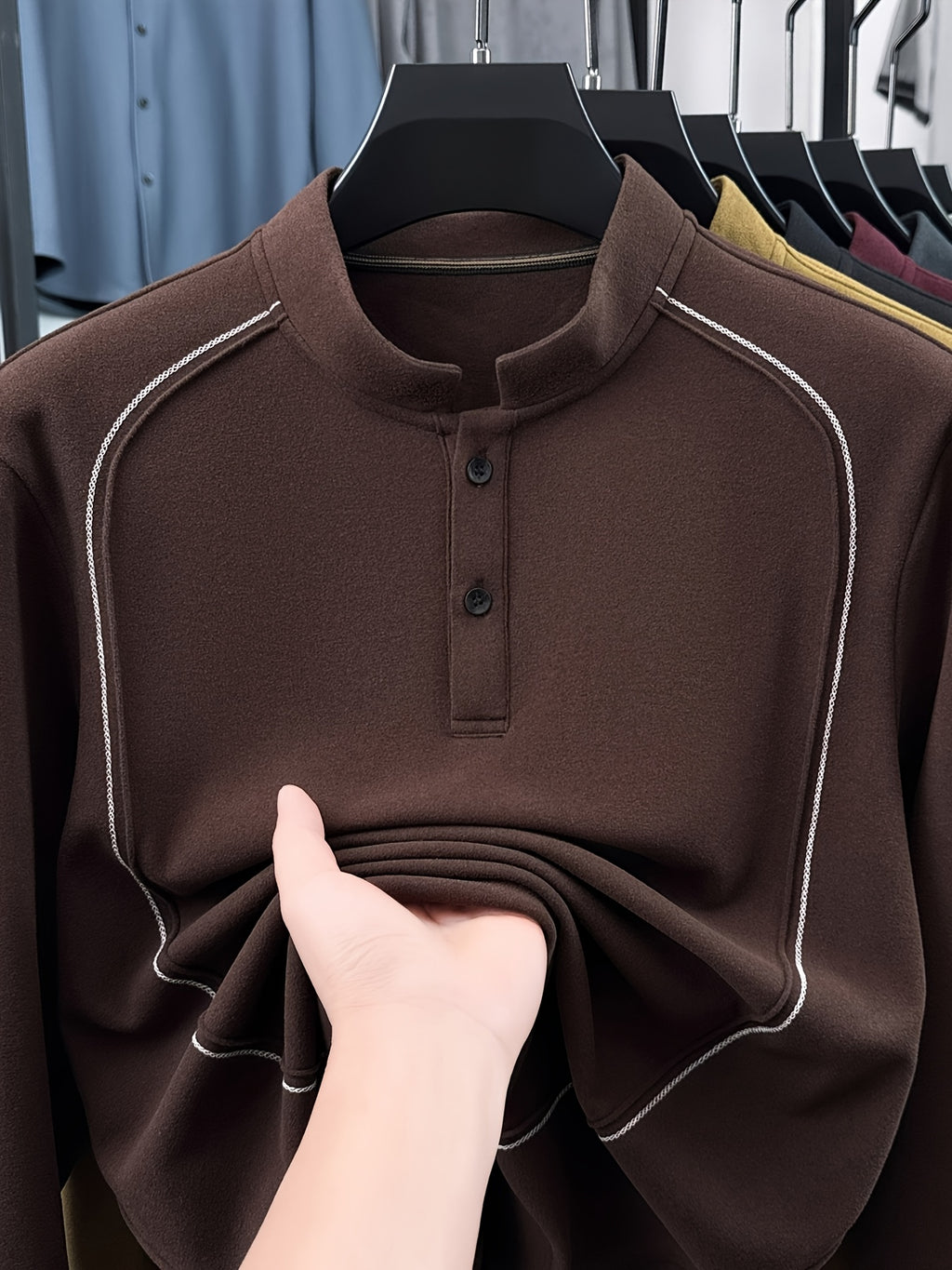 Father's Day Gift for Men 2026 Spring New Arrival Three-Layer Sweatshirt, Heavy-Duty Stitching with Double-Sided Cationic, Essential Business Commute Wear - Coffee Brown