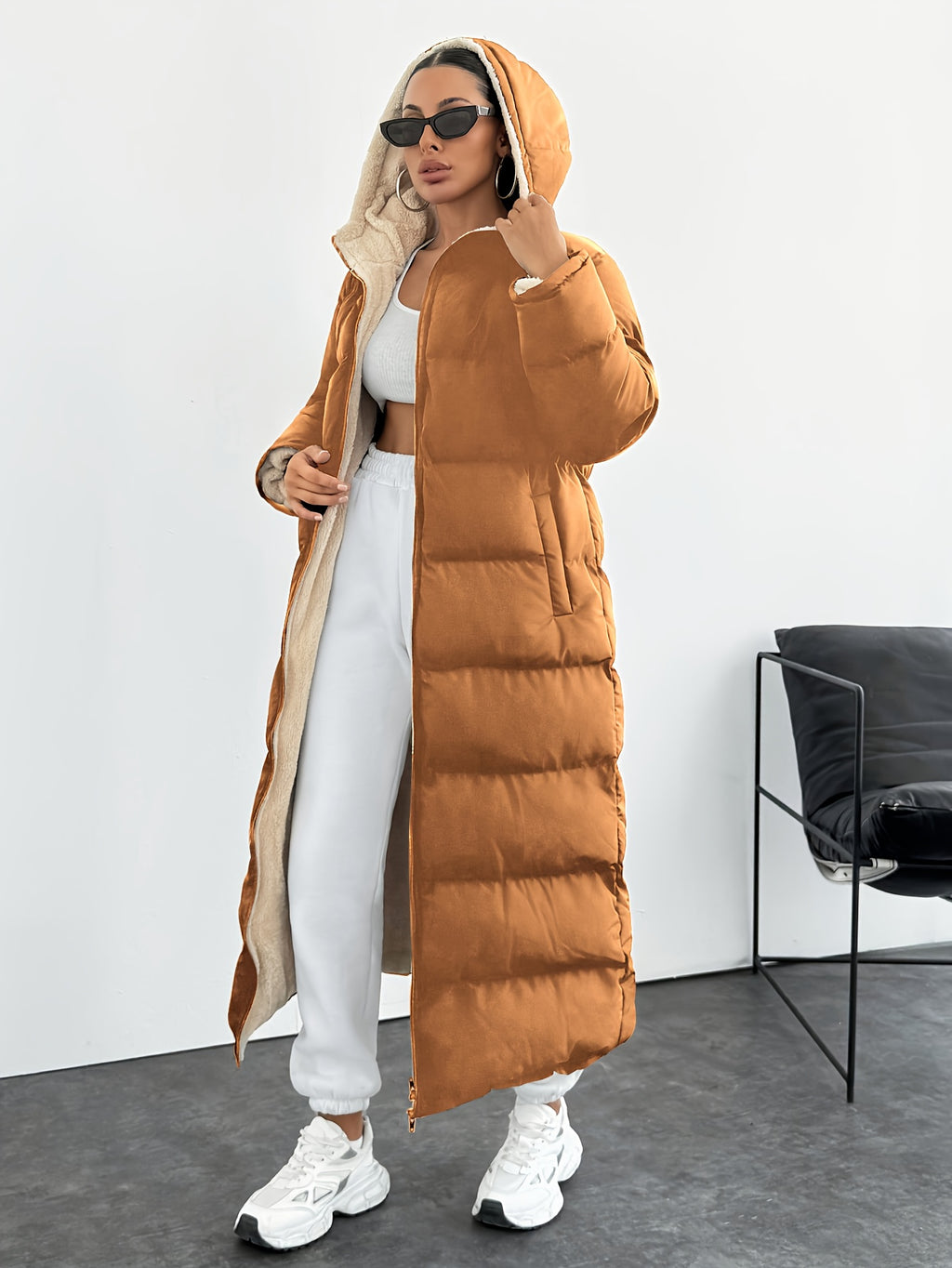 Fashionable and Elegant Thick Coat - Rust