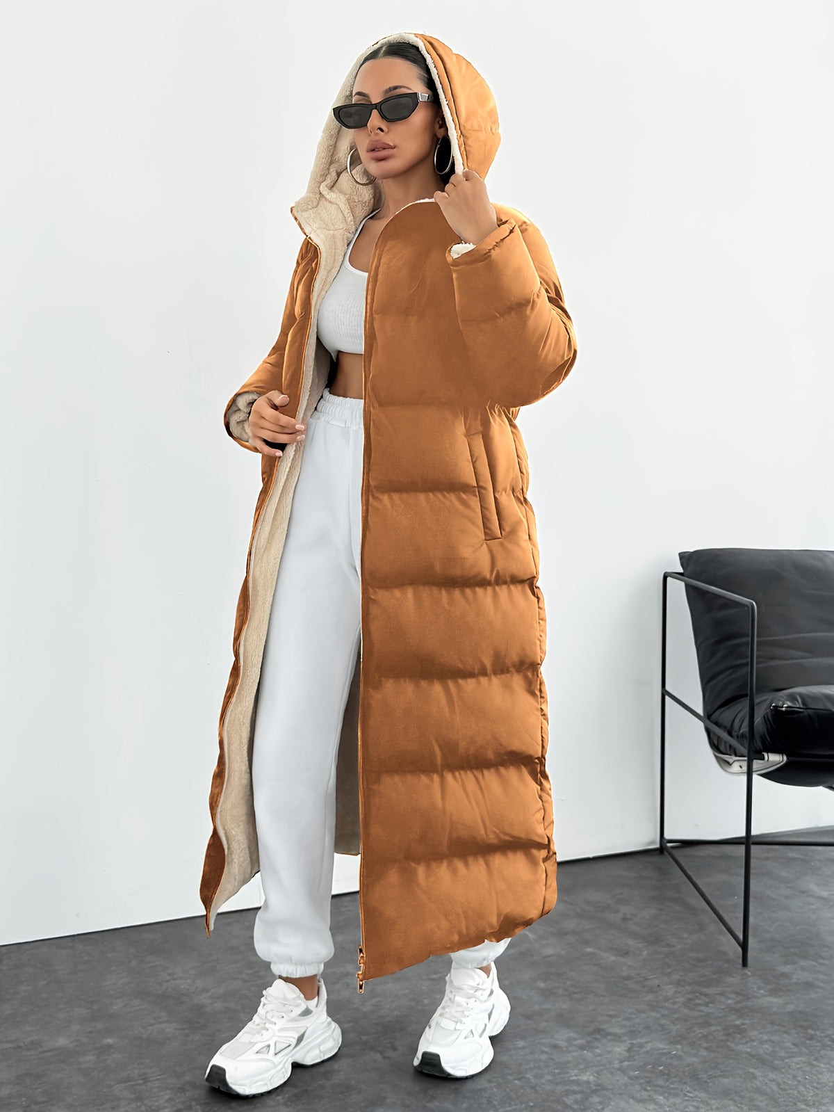 Fashionable and Elegant Thick Coat - Rust