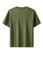 Summer Men's 5pcs Pure Cotton Short-Sleeve T-Shirts, Classic Crew Neck Versatile Basic Style, Soft Breathable Regular Fit, Custom Print Patterns Available, Ideal for Daily Wear, Team Apparel, and Commemorative Work Uniforms - Army Green
