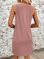 Women's Dress Solid Color Sleeveless Tank Dress, Comfort Style, for Shopping and Dating, Fashion Enthusiasts, Loose Fit - Peach