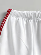 Popular Women's Casual Sporty Printed Long Pants, Side Stripe Comfortable Soft Versatile Straight-Leg Casual Trousers - White
