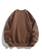Men'S Crew Neck Sweatshirt, Spring And Autumn Printed Pullover Top, Youth Loose Casual Versatile Long Sleeve Base Shirt - Light Brown-1