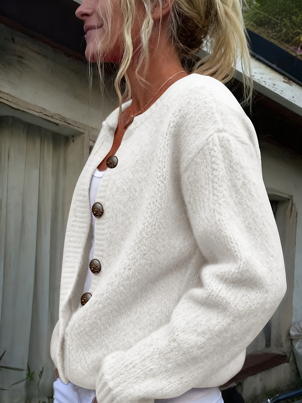 Women'S Thick Needle Sweater, Suitable for Autumn And Winter, Casual Warmth, Elegant And Versatile, Ideal for Holiday Parties. Long-Sleeved Shirt - White
