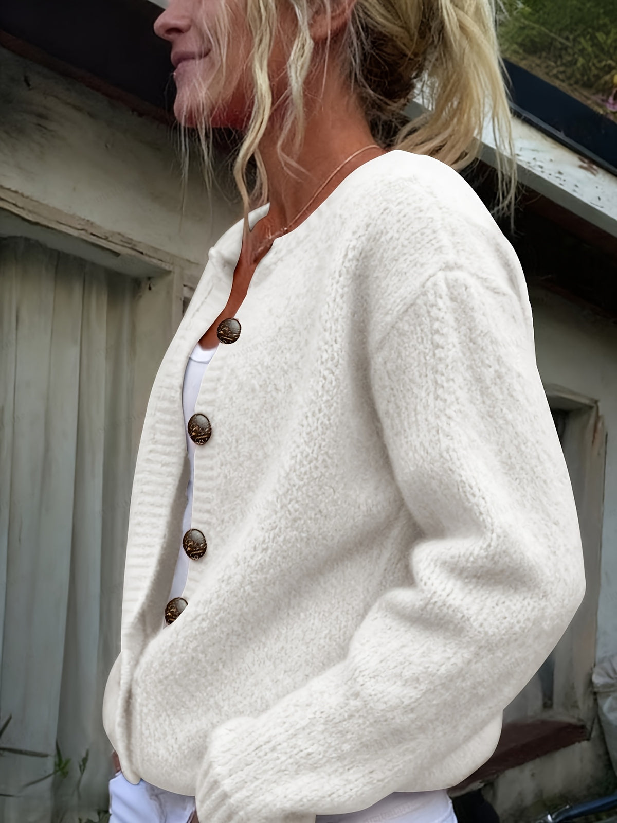 Women'S Thick Needle Sweater, Suitable for Autumn And Winter, Casual Warmth, Elegant And Versatile, Ideal for Holiday Parties. Long-Sleeved Shirt - White