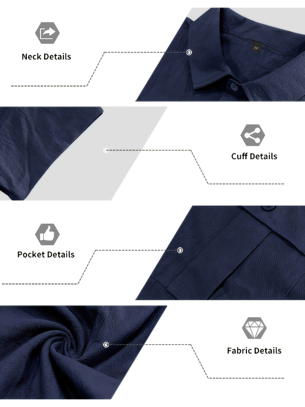 [Pearson OBM] Milan New Men'S Lapel Long Sleeve Shirt Light Luxury Premium Casual Loose All-Match Top Suitable for Seaside Vacation Beach Outing Travel Walking Daily Commute City Outing Date Party Home Wear Fresh Neat Comfortable Durable Good-Lookin - Navy