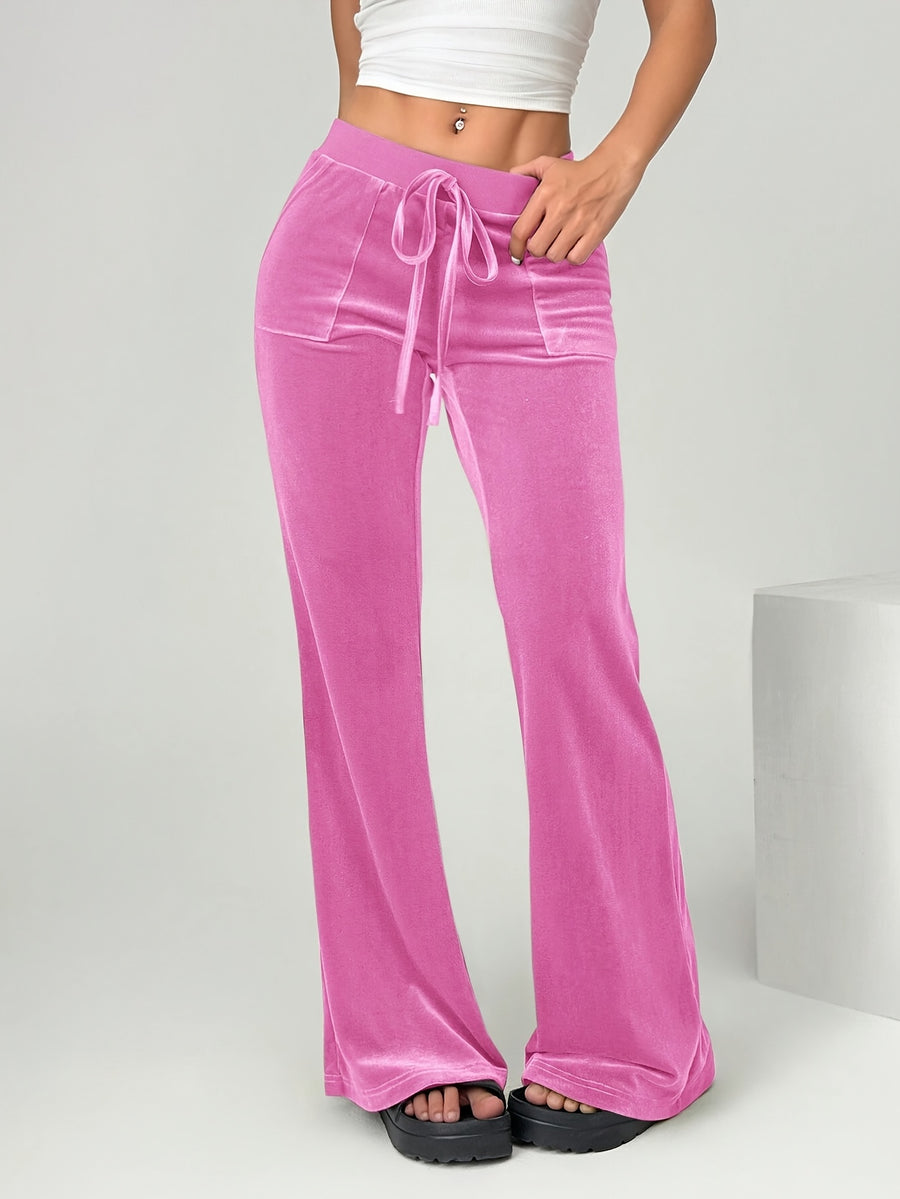 Spring/Summer Directional Women'S Solid Color Flared Pants - Rose Red