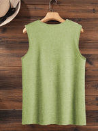 Sleeveless V-Neck Casual Tank Top with Letter Print, Perfect for Summer And Spring, Women'S Apparel - Green