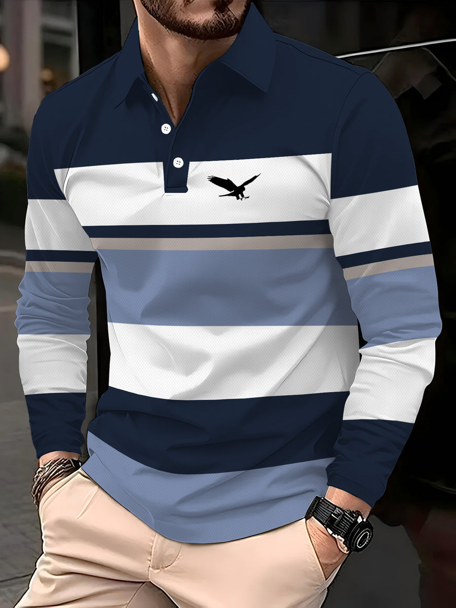 Men's Casual Long-Sleeve Polo Shirt, Versatile Spring/Autumn Lapel Slim-Fit Inner Top - Mixed Color 4