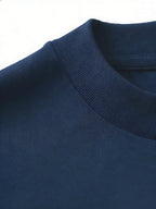 Women'S Fashion Casual Round Neck Long Sleeve T-Shirt, 100% with Lettered Stripe Pattern, Stylish Easy Comfortable Loose Fit - Navy Color