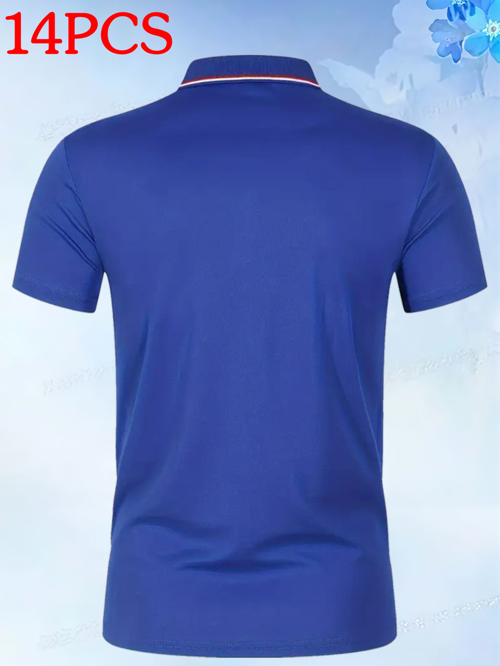 14pcs Classic Solid Color Men'S Polo Shirts, Breathable Lapel High Quality Shirts Casual Fashion Sport - Royal Blue