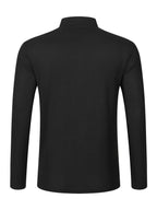 Josh Mei Selection: 2026 New Men's Stand Collar Waffle Texture Long Sleeve Shirt, Three-Button Half Open Lapel with Pocket, Lightweight and Comfortable Basic Top for Daily Outings - Black