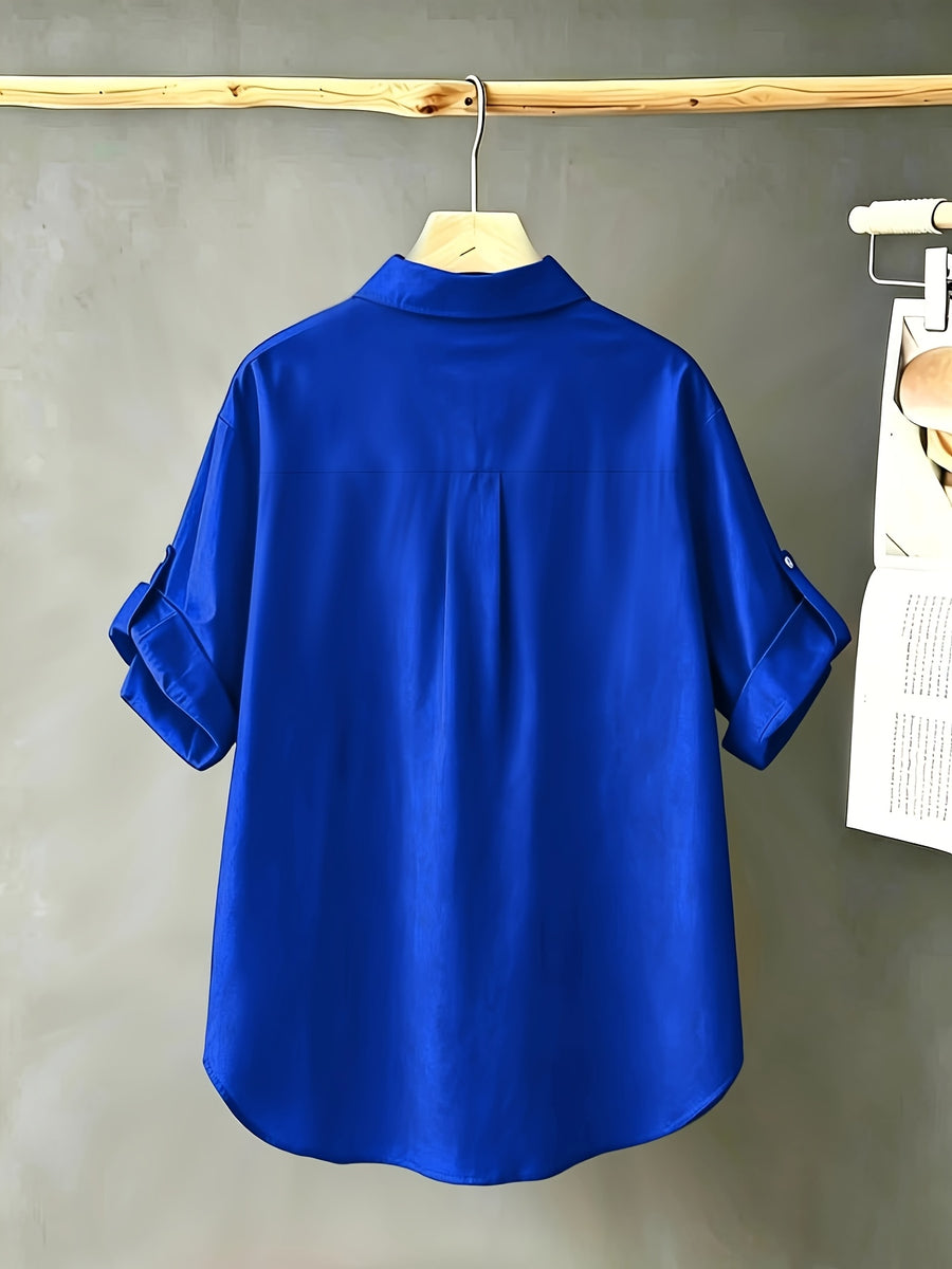 Fashionable Short-Sleeved Shirt - Royal Blue
