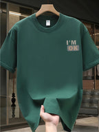 100% Cotton Printed Men's Pure Cotton Vintage T-shirt, Simple, Stylish, and Comfortable Printed Casual T-shirt 0714-S - Dark Green