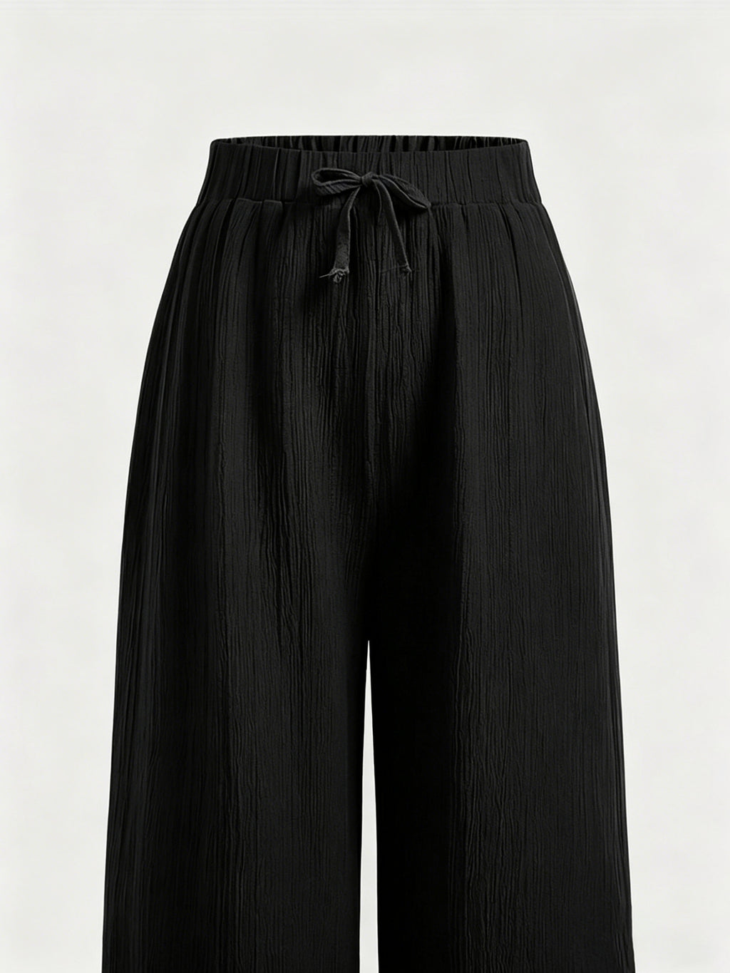 Summer High-Waisted Wide-Leg Pants for Women, High-Quality Draped Loose Straight-Leg Trousers, Casual Pants, Thin Style + Talan - Black