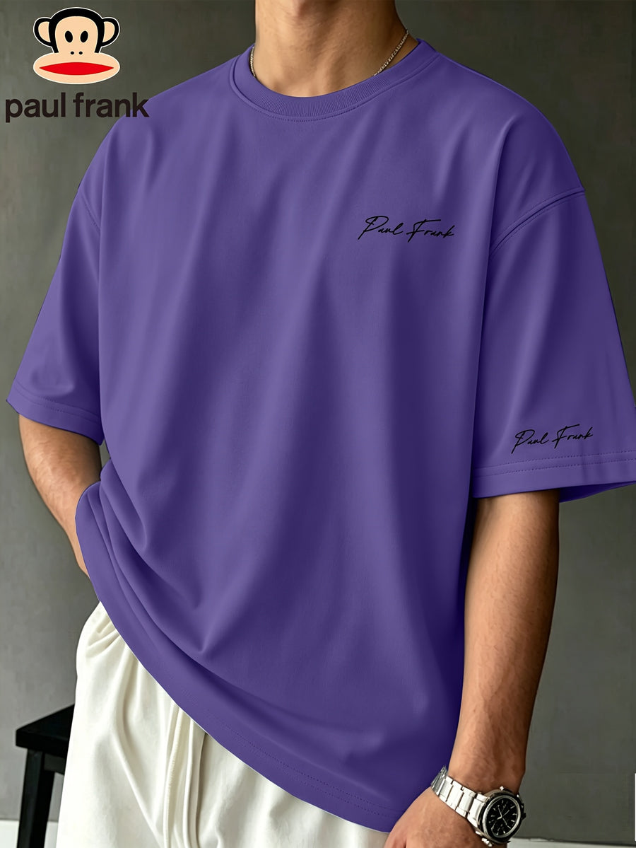 Paul Frank Summer Men's Pure Cotton Street Style Refreshing Pullover Short-Sleeve T-Shirt - Purple