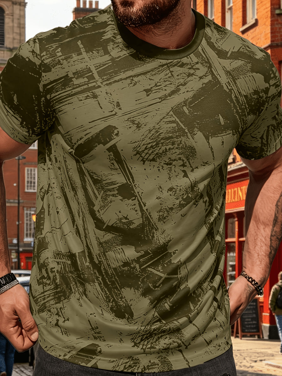 Men's Size-Coded Summer T-Shirts with Printed Design(Non-Textured), Ideal for Seaside Outdoor Sports Outfits - Style 15