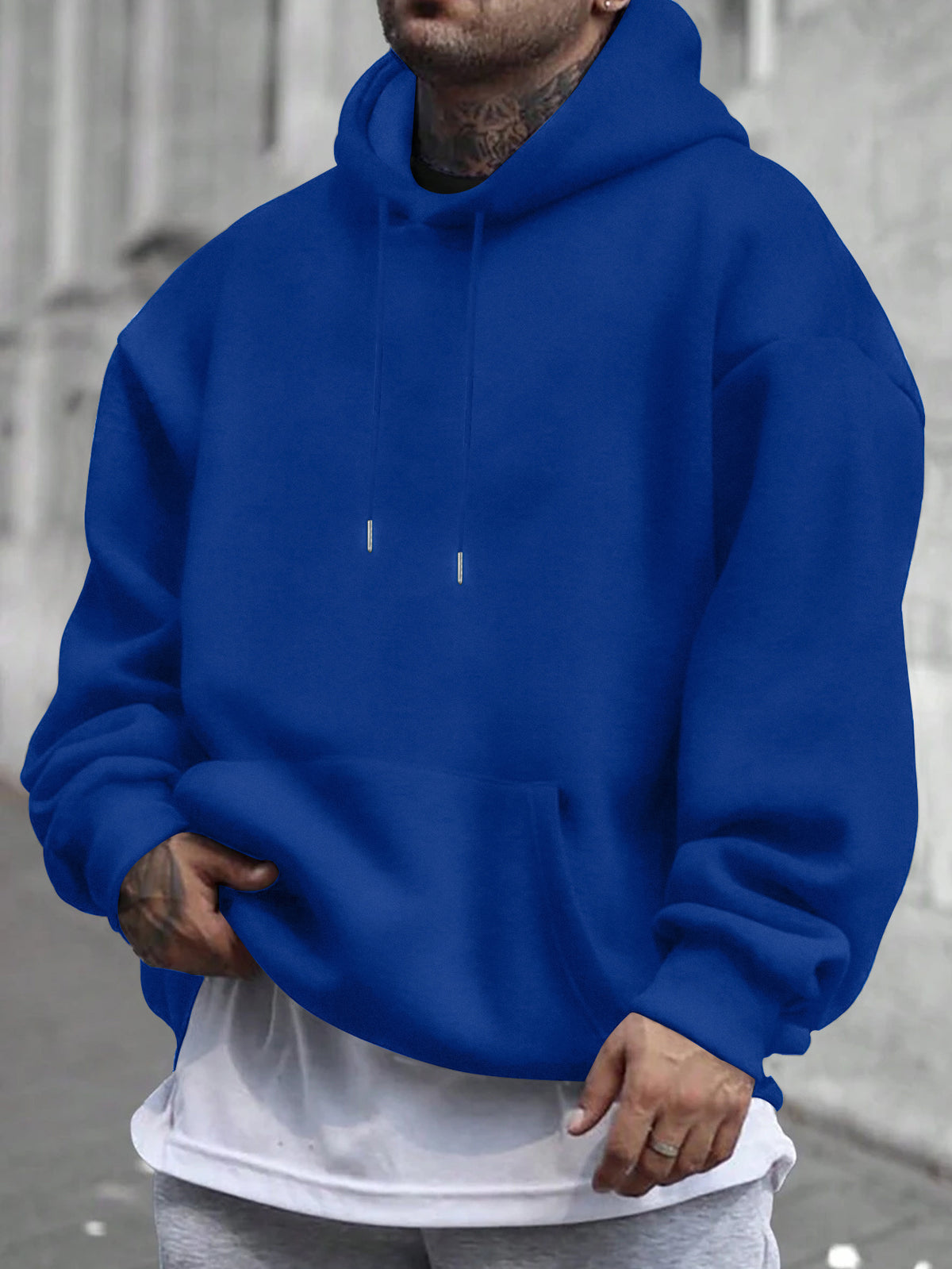 Men'S Casual Hooded Sweatshirt with Graphic - "It'S Not Over Until You Quit" Design, Thick Sportswear, Long Sleeve, Regular Fit, Ideal for Spring/Fall, Autumn Casual Wear|Casual Style Hoodie| Sweatshirt - Royal Blue