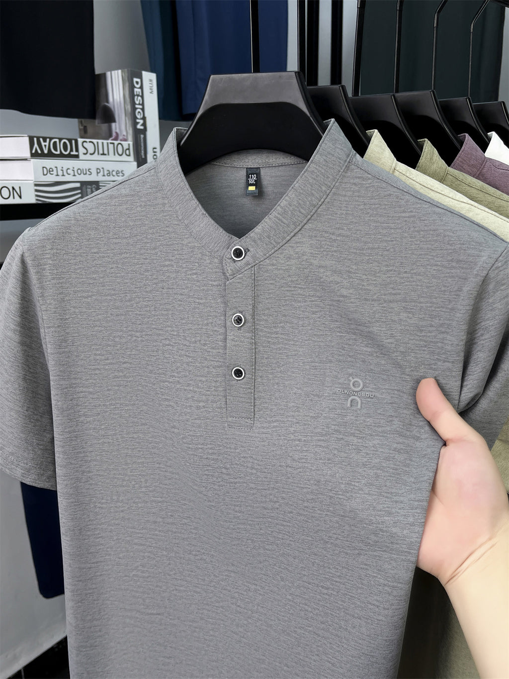 [Pearson OBM] Men'S T-Shirt New Short Sleeve Polo Shirt Stand-Up Collar Easy Business Casual Premium Top Dongli - Grey