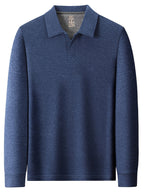 New Autumn/Winter Men's POIO Shirt, Fashionable Casual Long-Sleeve Men's Apparel - Blue