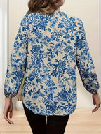 Women's 260 Long Sleeve Printed Neck Tie Shirt - Blue