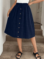 Women's Casual Fashion Half Skirt - Navy Color