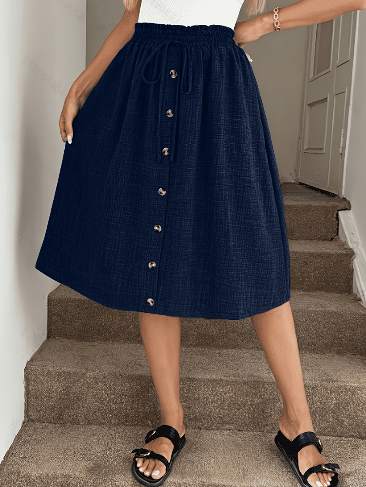 Women's Casual Fashion Half Skirt - Navy Color