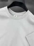 Katemar CRRTMARO New Summer Round Neck Ice Silky Fiber Fabric Quick-Dry Short Sleeve T-Shirt for Young Men, Loose Fit Casual Short Sleeve Top, Men's Apparel NKY - Silvery Gray