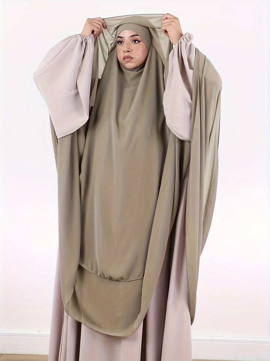 Elegant Flowy Head Wrap, Breathable Lightweight Fabric Casual Head Cover Suitable for Daily Outdoor and Home Styling - Khaki